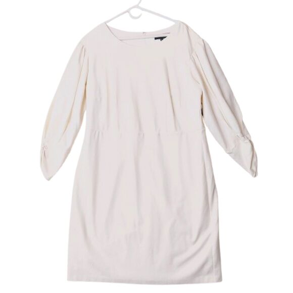 Eloquii Ivory Mid Length 3/4 Sleeve Puff Sleeve Dress Women's Sz 20 NWT (Other) - Picture 1 of 15